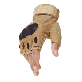 Tactical Hard Knuckle Fingerless Gloves For Hunting Shooting Airsoft Paintball (Color: yellow)